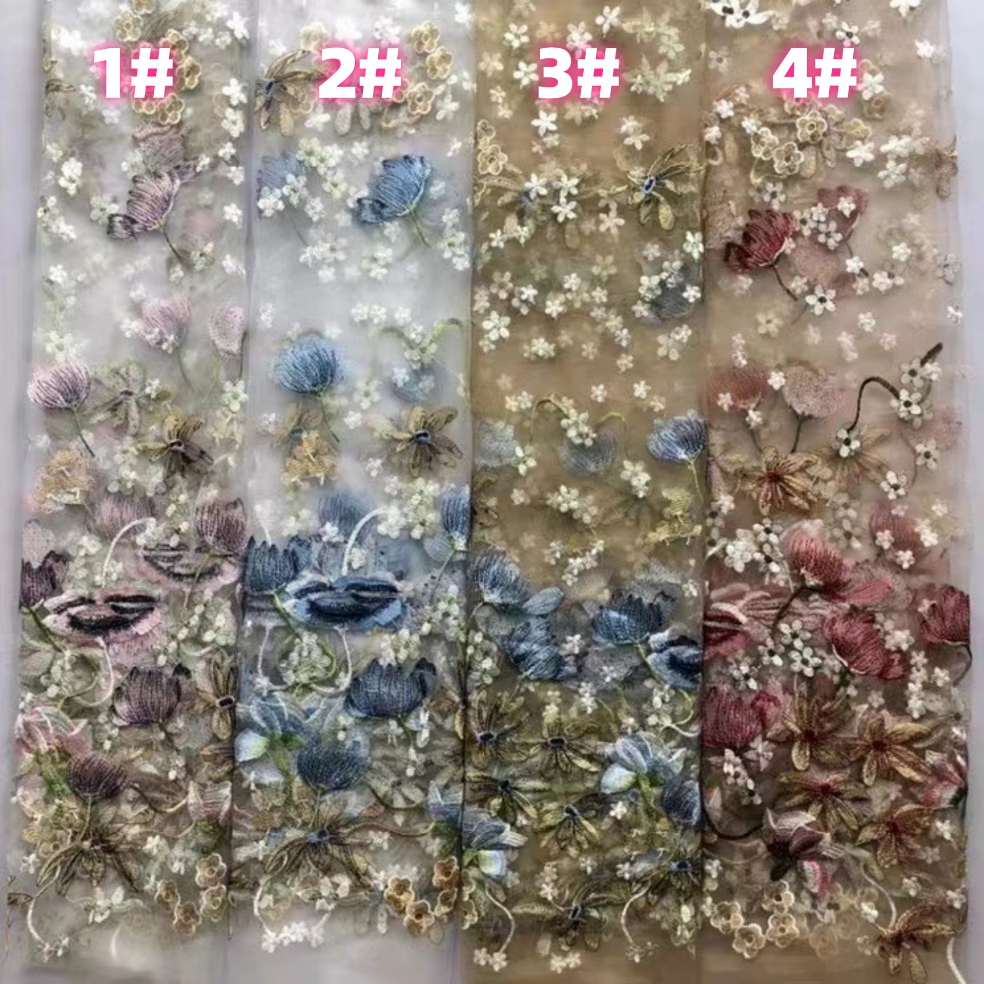 Multi-Colored Yarn-Dyed Mesh Embroidery Fabric for Wedding Fairy Style DIY Accessories with Period Woven Lace Fabric