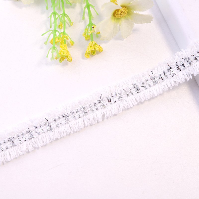 Vintage Embroidered Lace Trim Metallic Tweed Webbing Ribbon Fabric for DIY Dress Sewing Supplies