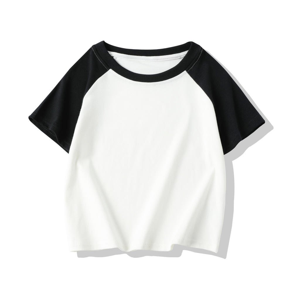Women Sexy Ringer Baby Tee Contrast Raglan Sleeve Cropped ribbed cotton Two Tone T-shirt crew neck Knitted Y2K Crop Top t shirt