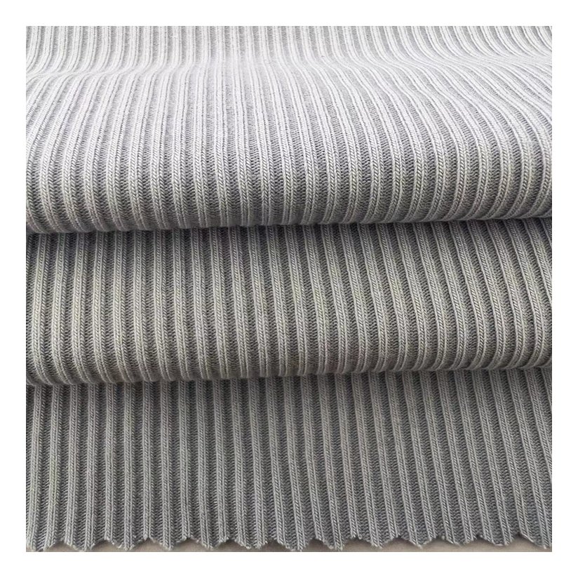 High quality 220gsm 68%bamboo 27%cotton 5%spandex knitted rib fabric for garments