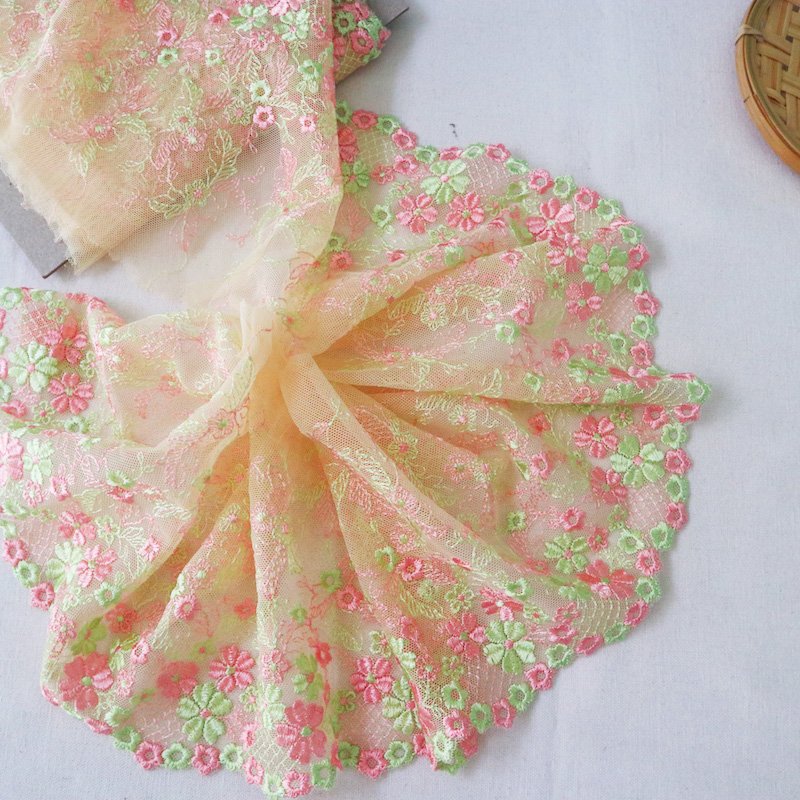45mm Wide Small Flower Embroidery Delicate Mesh Lace Trims Dress DIY Handmade Lace Fabric lace fabric for wedding