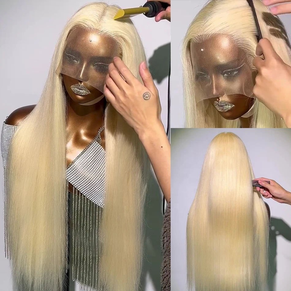 613 Wholesale 360 Full Lace Frontal Wigs 30 Inch Long Straight 613 Blonde Brazilian Human Hair Wig HD Transparent Lace Front Wig