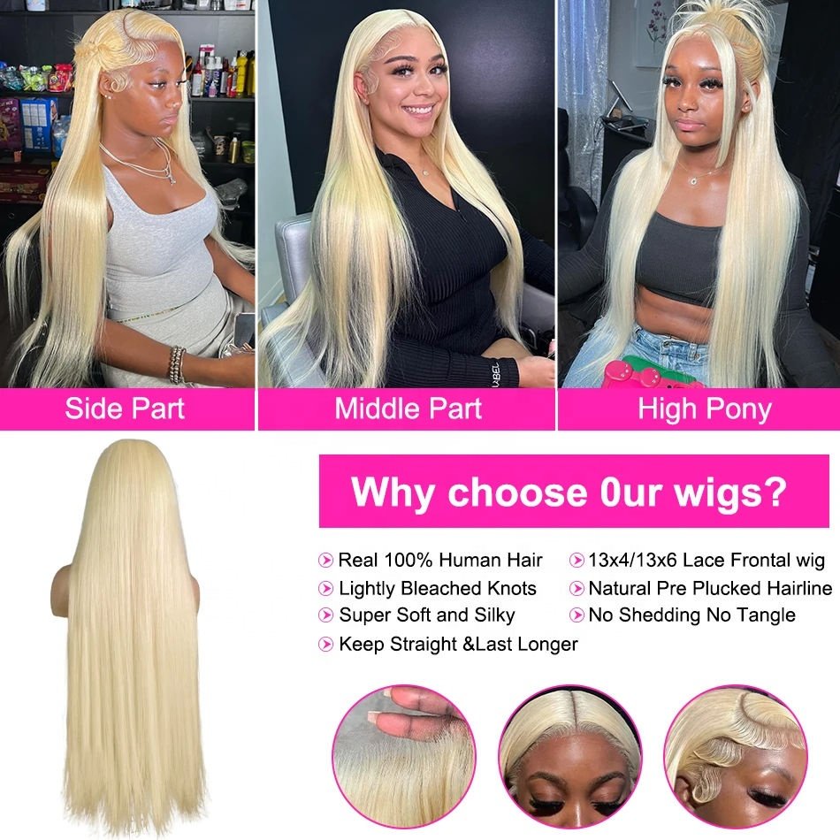 613 Wholesale 360 Full Lace Frontal Wigs 30 Inch Long Straight 613 Blonde Brazilian Human Hair Wig HD Transparent Lace Front Wig