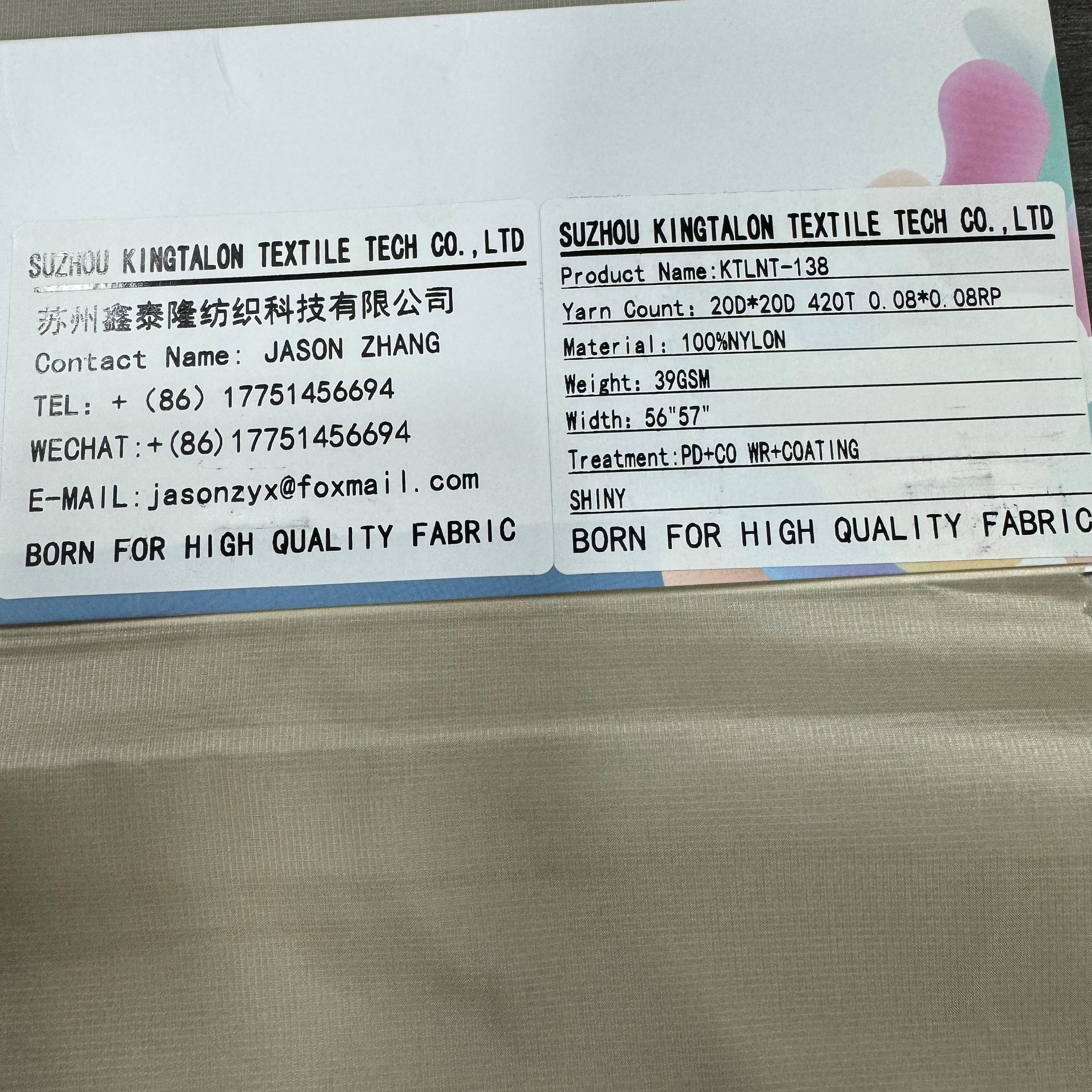 20D*20D NYLON TAFFETA SHINY TASLON FABRIC FOR WINTER JACKET RECYCLED/ECO- FABRIC FOR DOWNJACKET