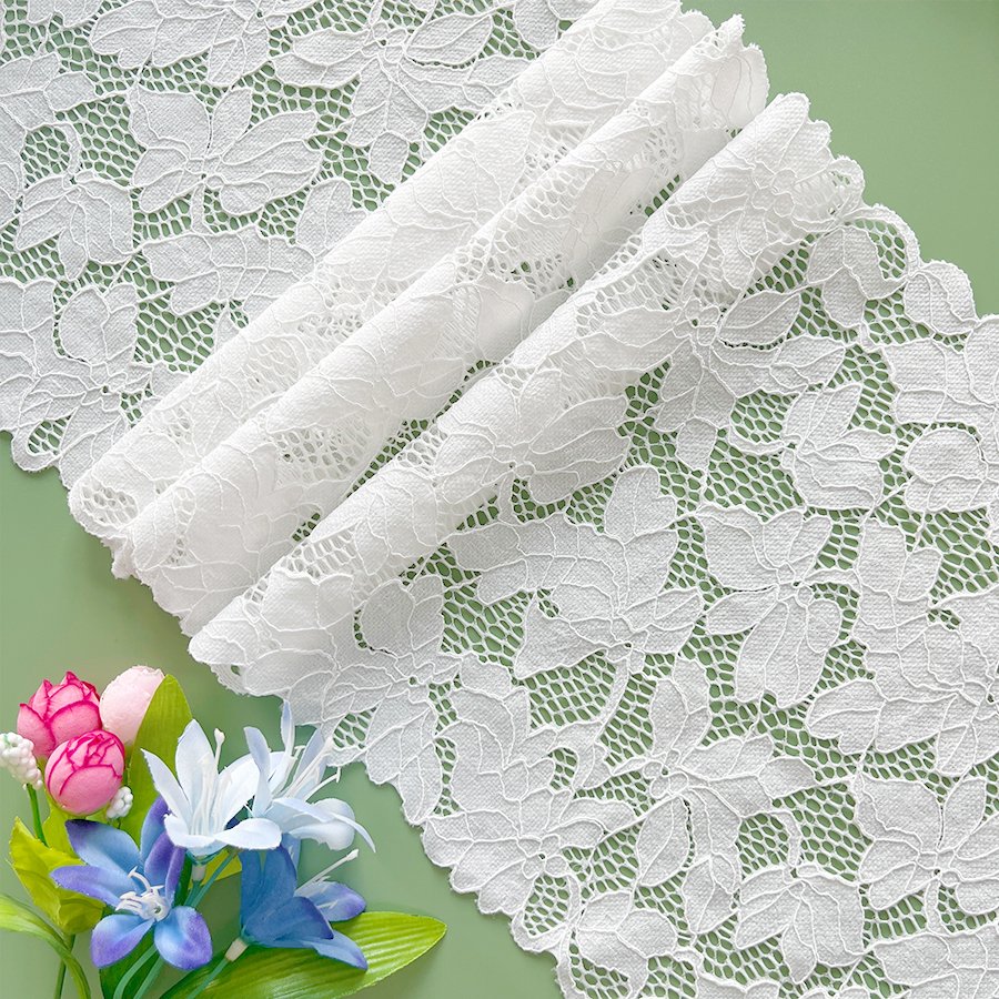 22cm Stretch Elastic Lace Trim embroidery fabric french tulle lace fabric for wedding evening dress sequin fabric