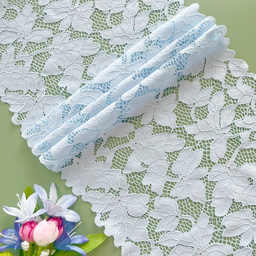 22cm Stretch Elastic Lace Trim embroidery fabric french tulle lace fabric for wedding evening dress sequin fabric