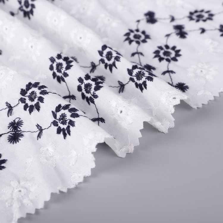 Custom design 60 cotton 40 polyester korean flower fabric embroidery