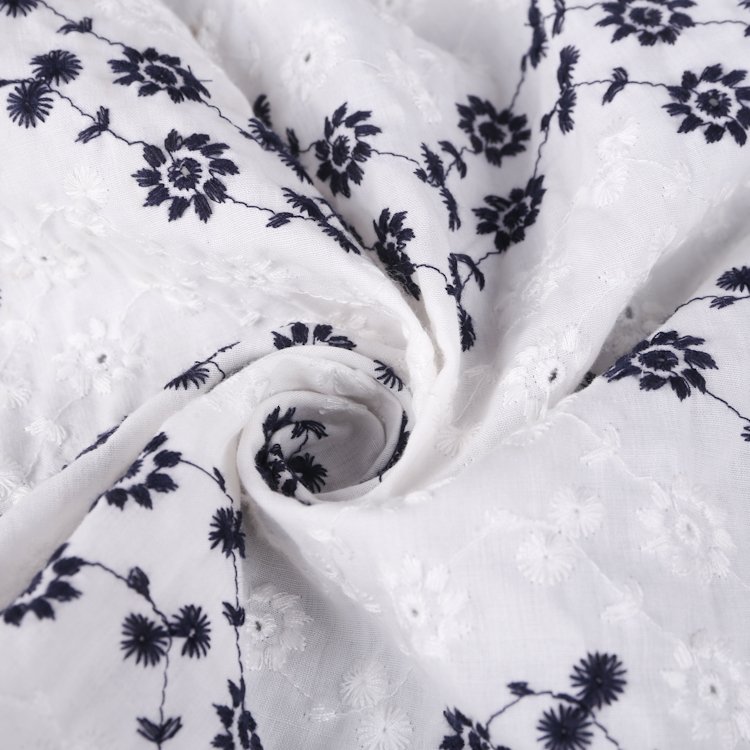 Custom design 60 cotton 40 polyester korean flower fabric embroidery