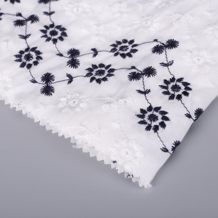 Custom design 60 cotton 40 polyester korean flower fabric embroidery