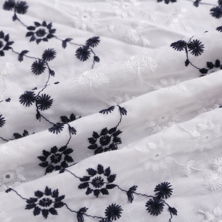 Custom design 60 cotton 40 polyester korean flower fabric embroidery