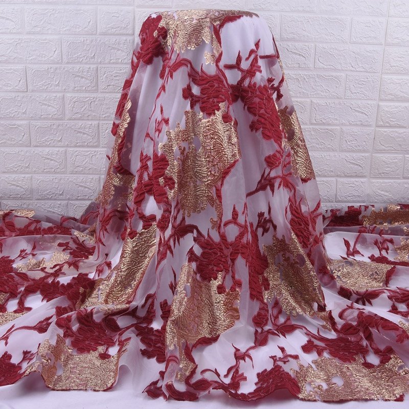 High Quality Gilded African Lace Fabric Tulle French Lace Fabric Buy Nigerian Dress Fabric For Dress Women Wedding Party 2078