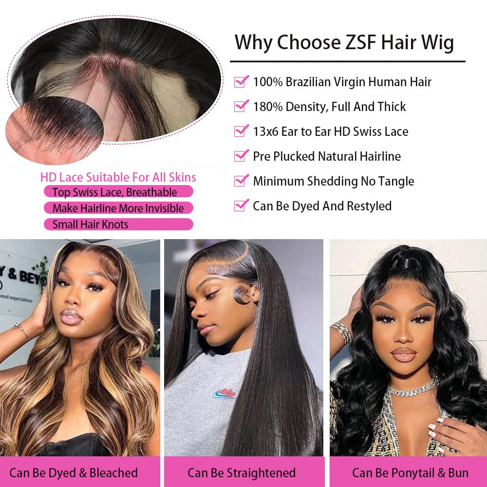 ZSF Wholesale Wig Vendors Brazilian Body Wave Wig Human Hair 5*5 Lace Closure Virgin Cuticle Aligned Hair Wigs For Black Women