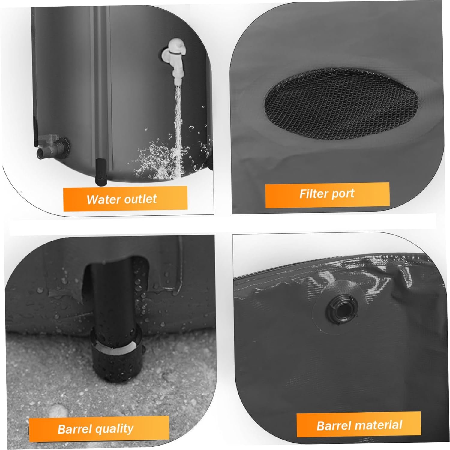 100 Gal Extra Stable Rainwater Collection System Portable Water Collector Rain Barrel