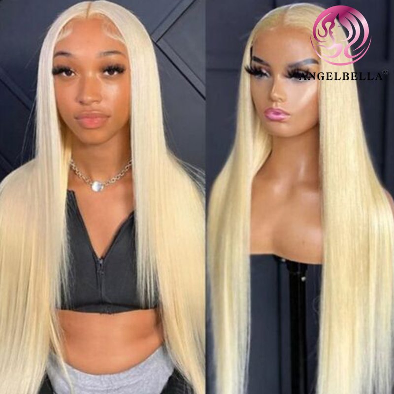 AngelBella Luxury Human Hair Wigs Hd Transparent Lace Frontal Wig 30 Inch Blonde 613 13x6 Hd Lace Front Wig