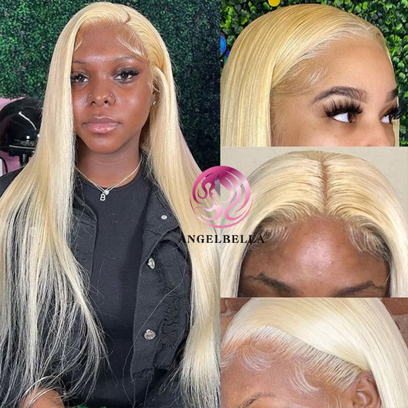 AngelBella Luxury Human Hair Wigs Hd Transparent Lace Frontal Wig 30 Inch Blonde 613 13x6 Hd Lace Front Wig
