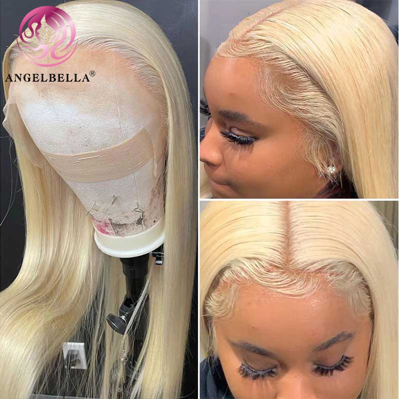 AngelBella Luxury Human Hair Wigs Hd Transparent Lace Frontal Wig 30 Inch Blonde 613 13x6 Hd Lace Front Wig