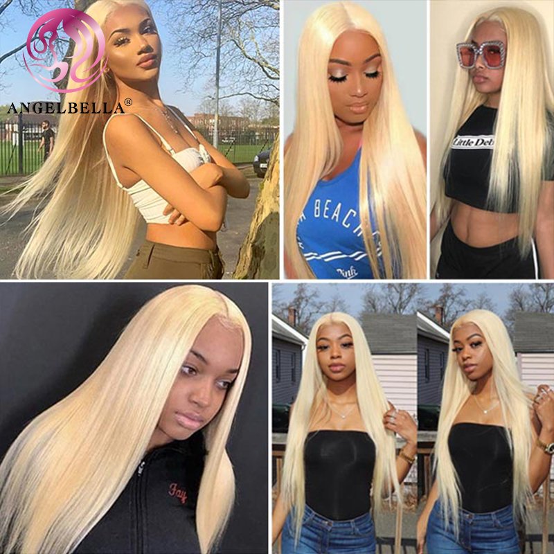 AngelBella Luxury Human Hair Wigs Hd Transparent Lace Frontal Wig 30 Inch Blonde 613 13x6 Hd Lace Front Wig