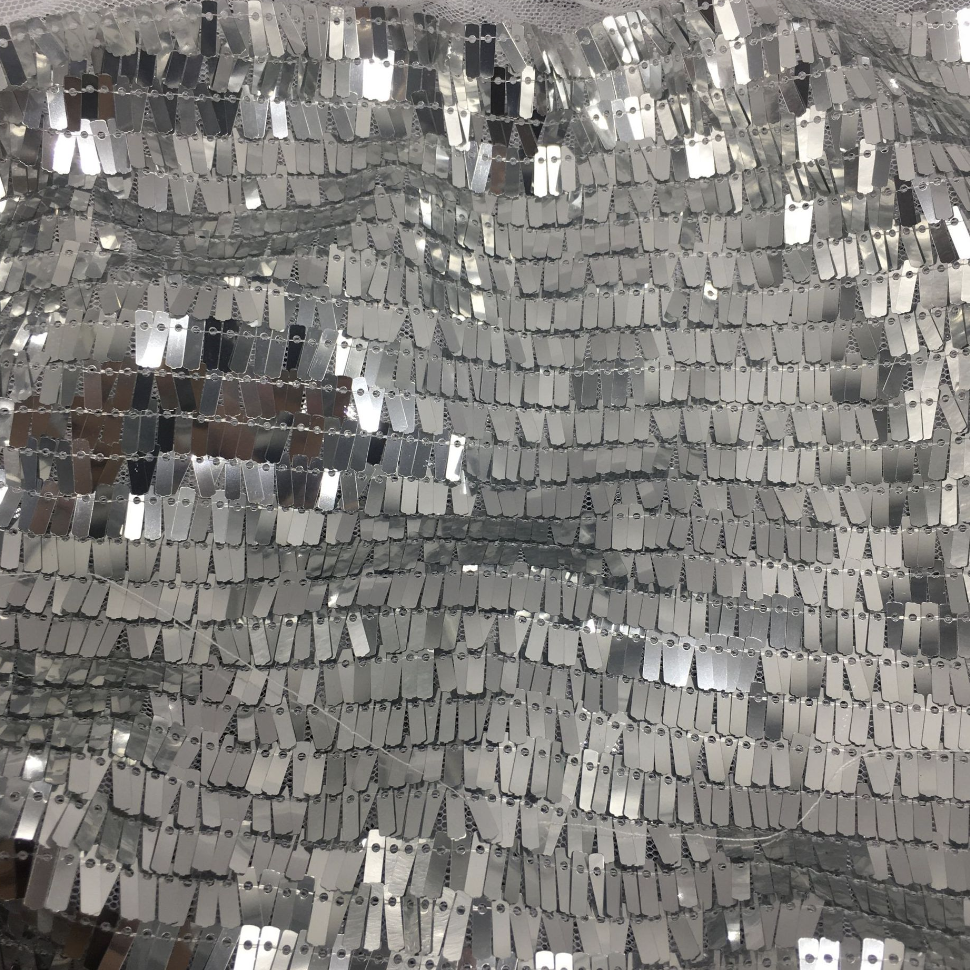 ZSY Stock multi-color 3 * 9MM rectangular sequin fabric tulle mesh embroidery fabric for sparkling party dress