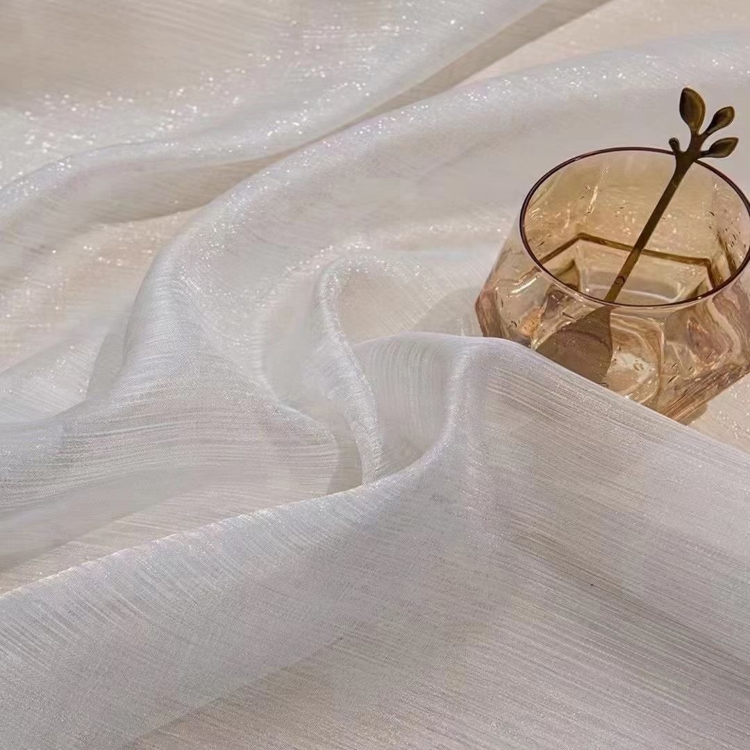 European Style Luxury Embroidery tulle Curtain High Quality Gold Soft Voile Sheer Fabric