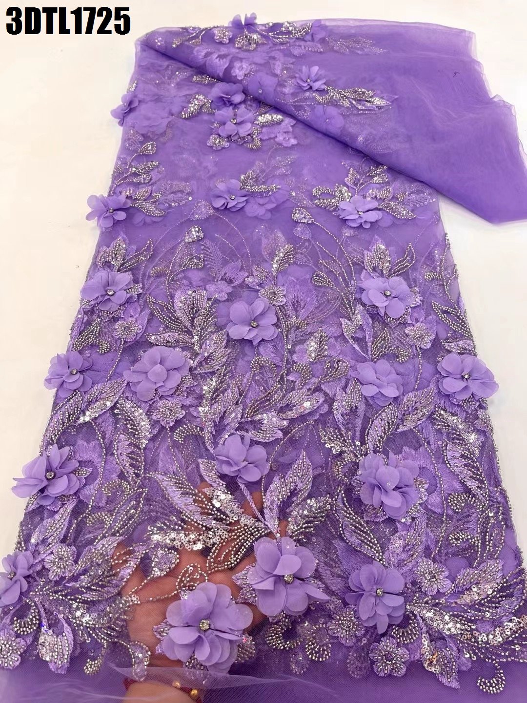 2024 Modern Novel Design Wholesale Price Embroidery Fabric 3D Flower Lace for wedding and celebrations