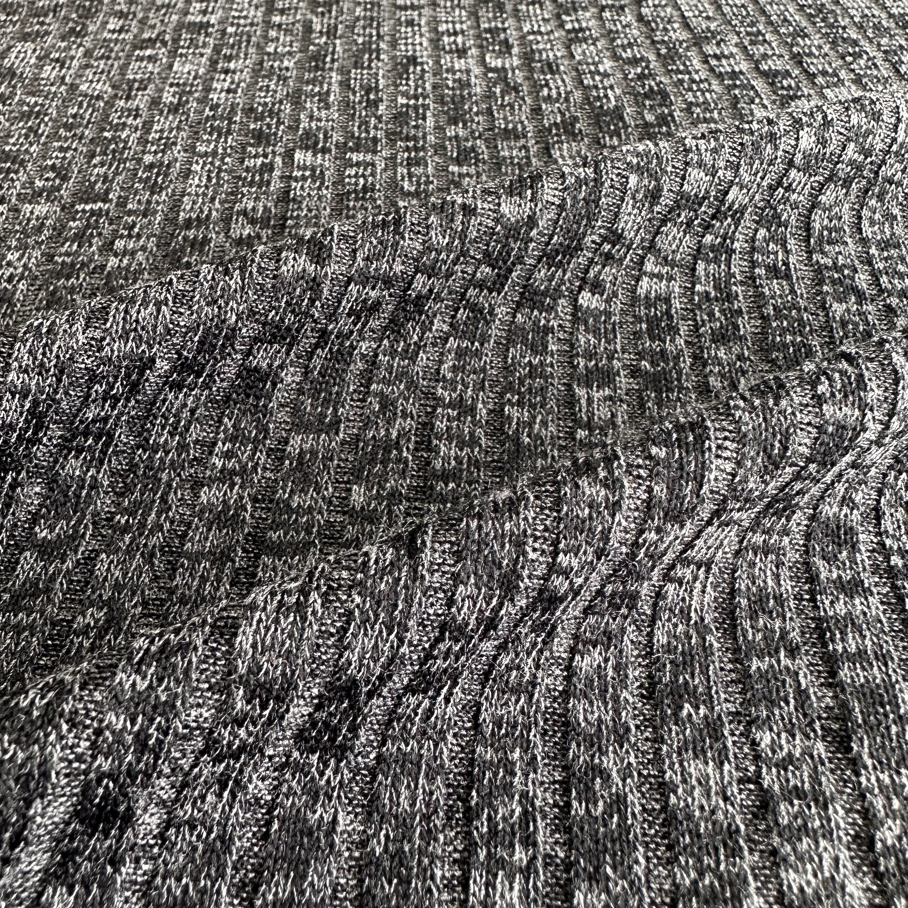 Wholesale heather melange ribbed fabric polyester viscose spandex stretch 5*4 rib fabric for sweater and garment