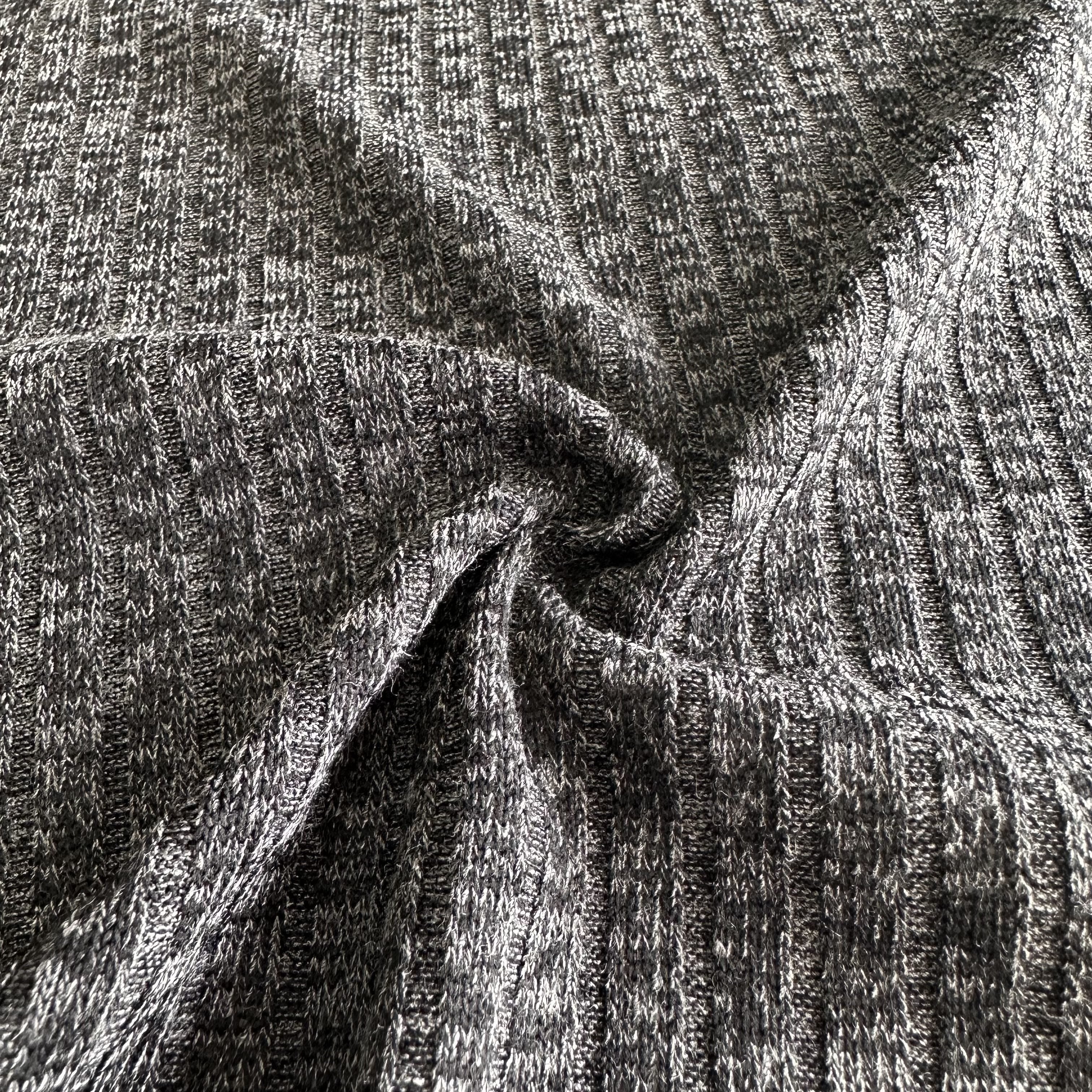 Wholesale heather melange ribbed fabric polyester viscose spandex stretch 5*4 rib fabric for sweater and garment