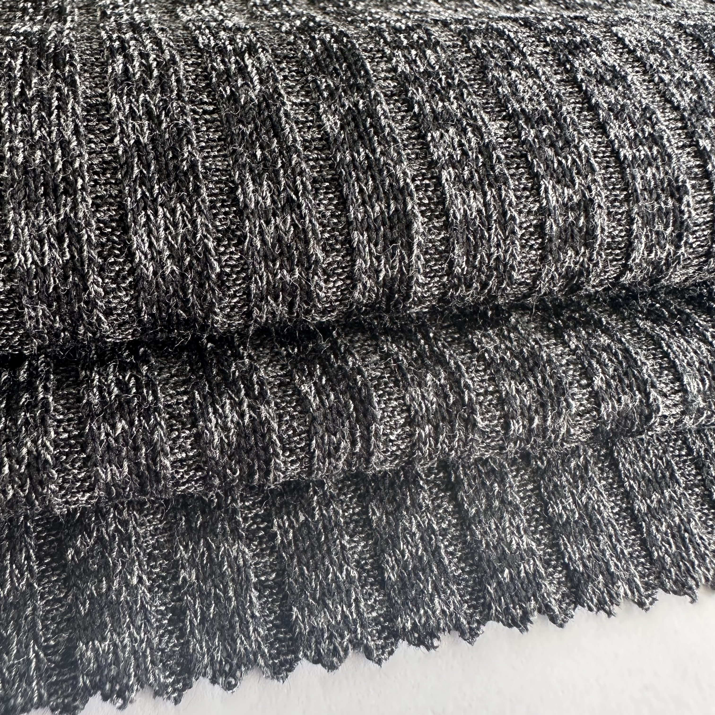 Wholesale heather melange ribbed fabric polyester viscose spandex stretch 5*4 rib fabric for sweater and garment