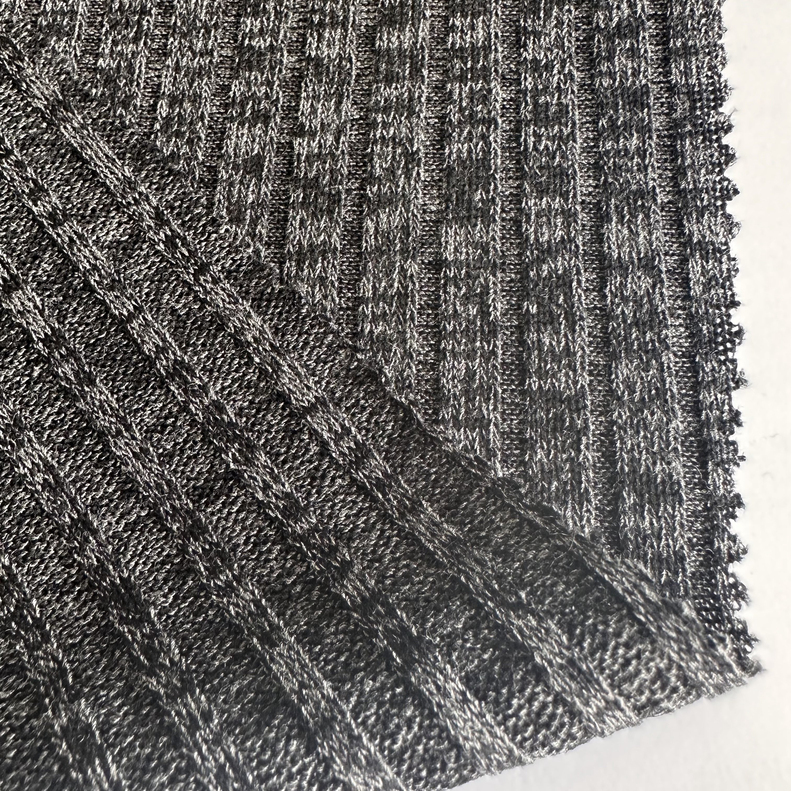 Wholesale heather melange ribbed fabric polyester viscose spandex stretch 5*4 rib fabric for sweater and garment
