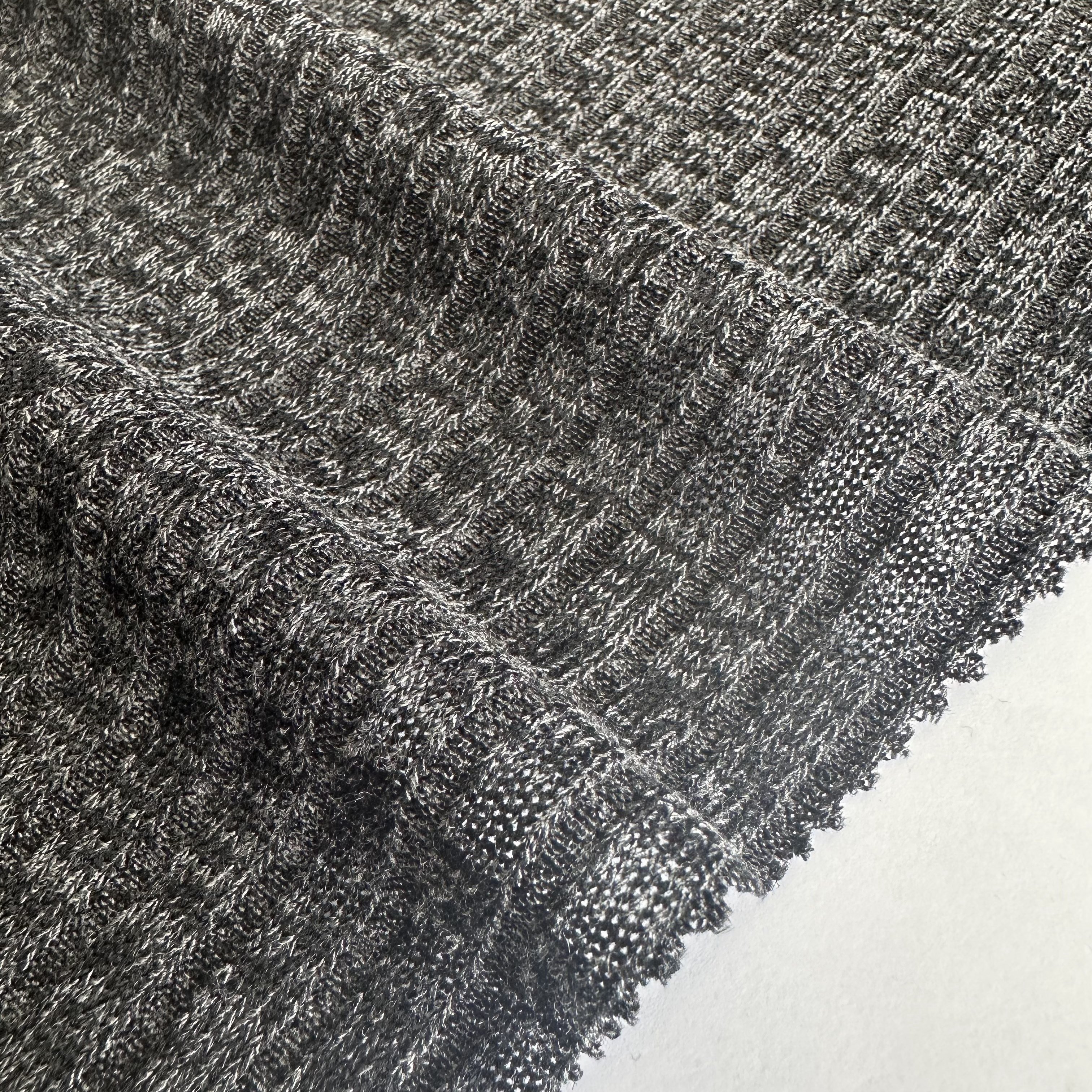 Wholesale heather melange ribbed fabric polyester viscose spandex stretch 5*4 rib fabric for sweater and garment