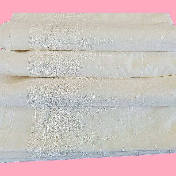 Customized pure cotton embroidery fabric for wedding dress children's clothing