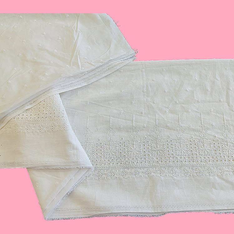 Customized pure cotton embroidery fabric for wedding dress children's clothing