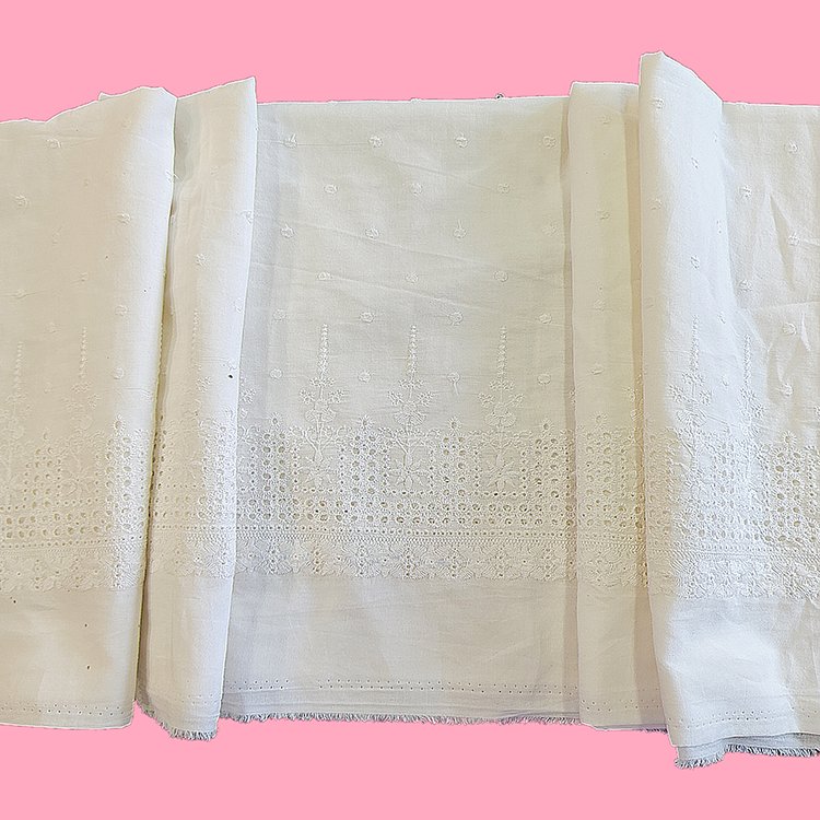 Customized pure cotton embroidery fabric for wedding dress children's clothing