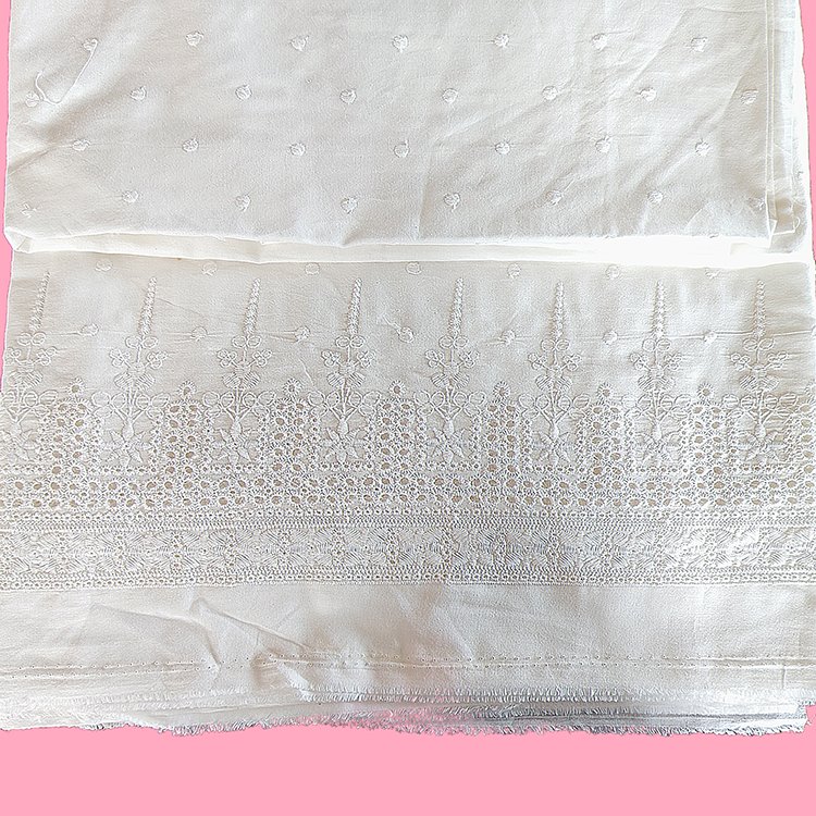 Customized pure cotton embroidery fabric for wedding dress children's clothing