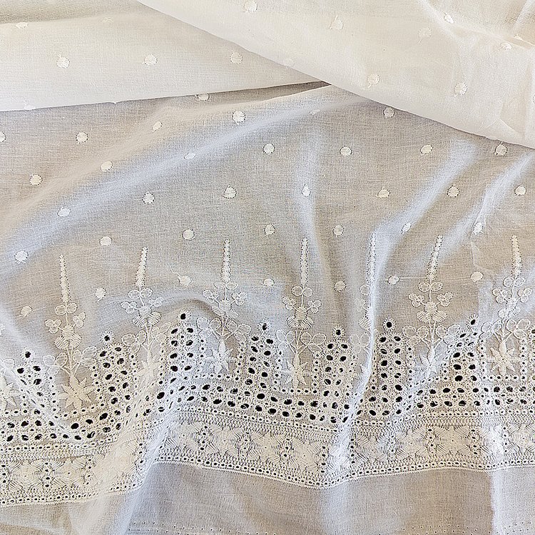 Customized pure cotton embroidery fabric for wedding dress children's clothing