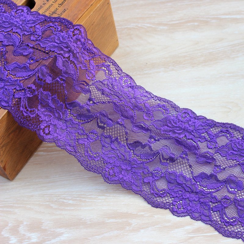 Zeal 14.5cm Wide Rose Red Stretch Spandex Lace Trimmings French Style Ribbon Embroidery Decoration for Women's Lingerie