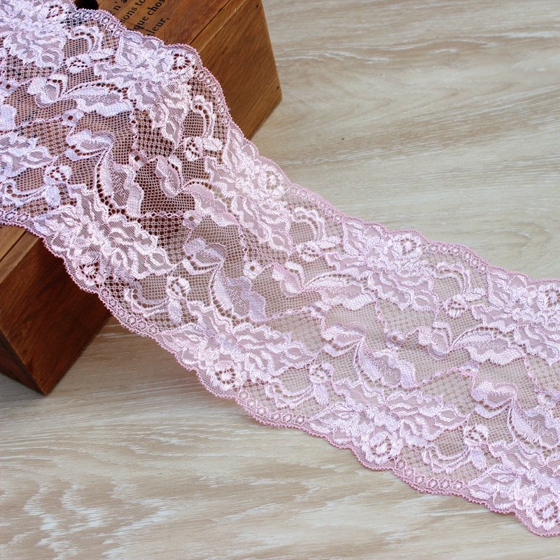 Zeal 14.5cm Wide Rose Red Stretch Spandex Lace Trimmings French Style Ribbon Embroidery Decoration for Women's Lingerie