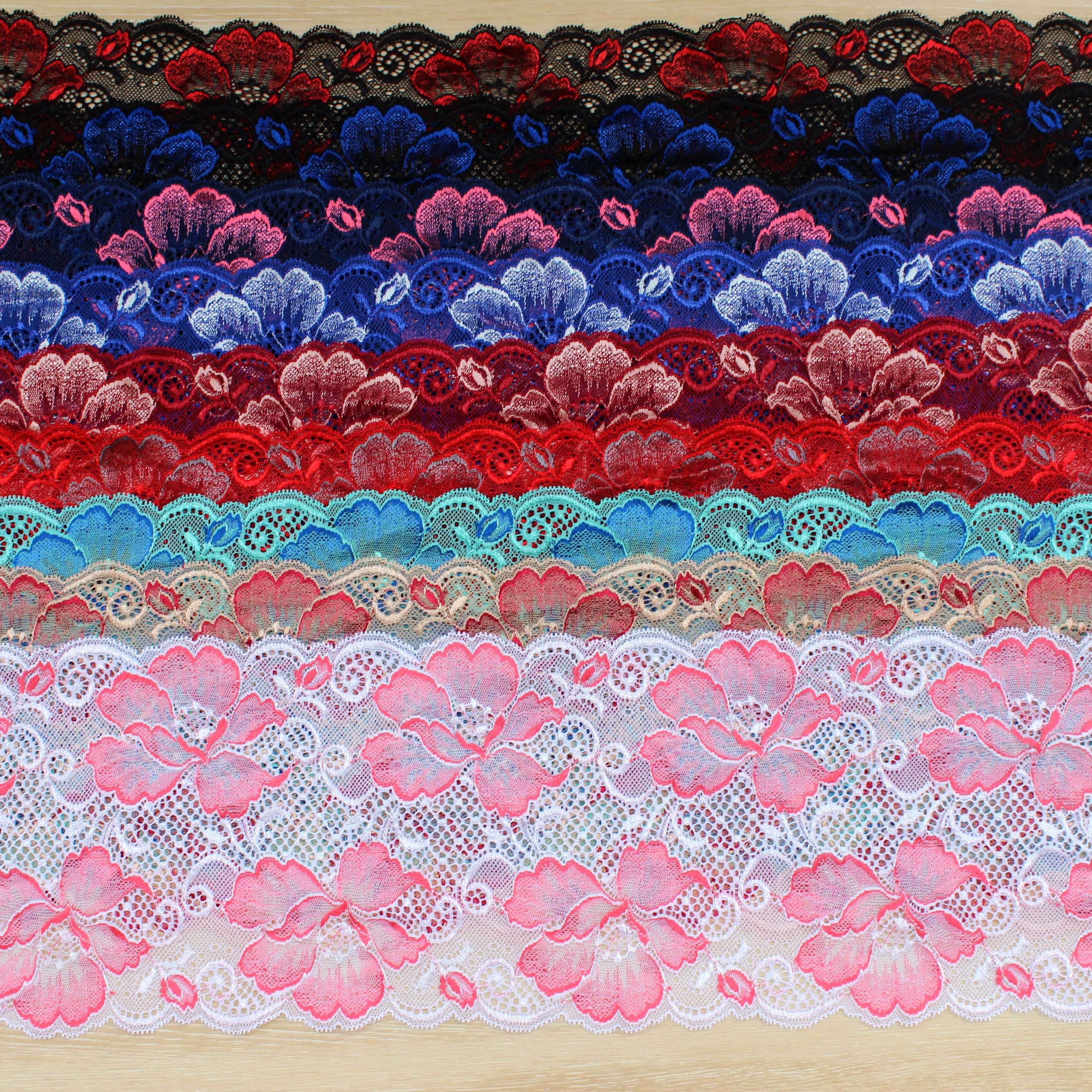 Zeal Lace Ribbon Trim Dark-Blue Trimming Lace Elastic Accessories Scalloped Stretch lace for Lingerie Materials DIY