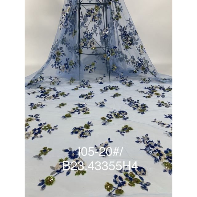embroidery fabrics 3D wholesale floral sequin tulle french style luxury fabrics for wedding dress