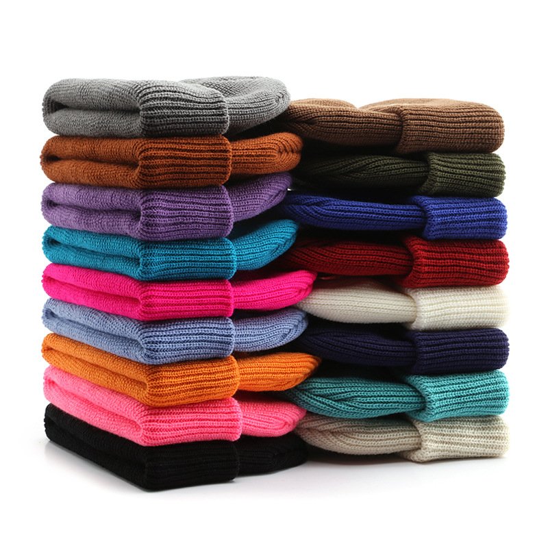 Wholesale Winter Solid Color Knitted Ribbed Beanie Streetwear Micro Mini Fisherman Loose Knit Beanie Hat with Custom Embroidery