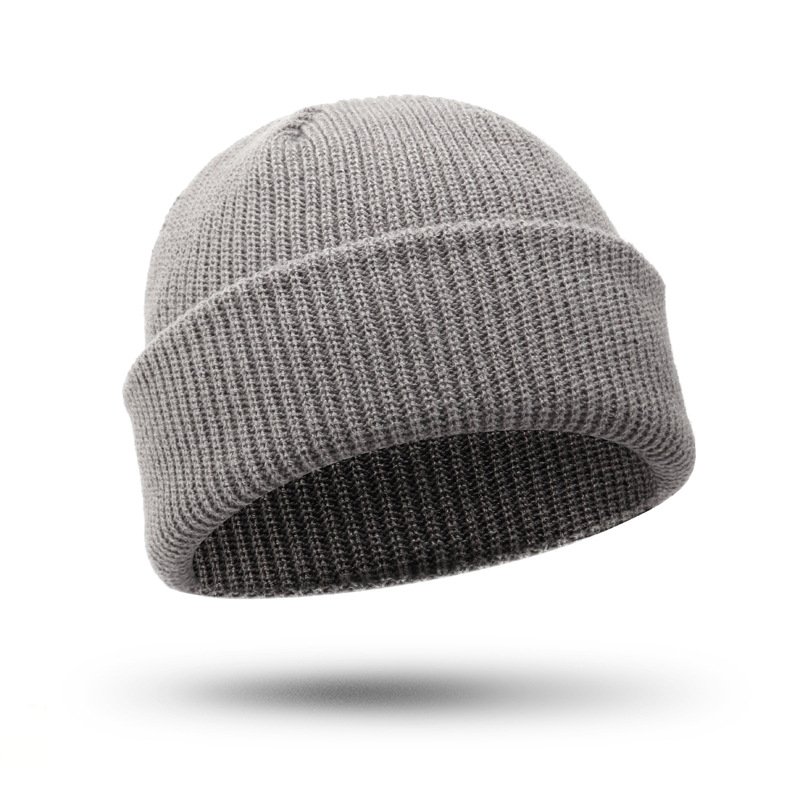 Wholesale Winter Solid Color Knitted Ribbed Beanie Streetwear Micro Mini Fisherman Loose Knit Beanie Hat with Custom Embroidery