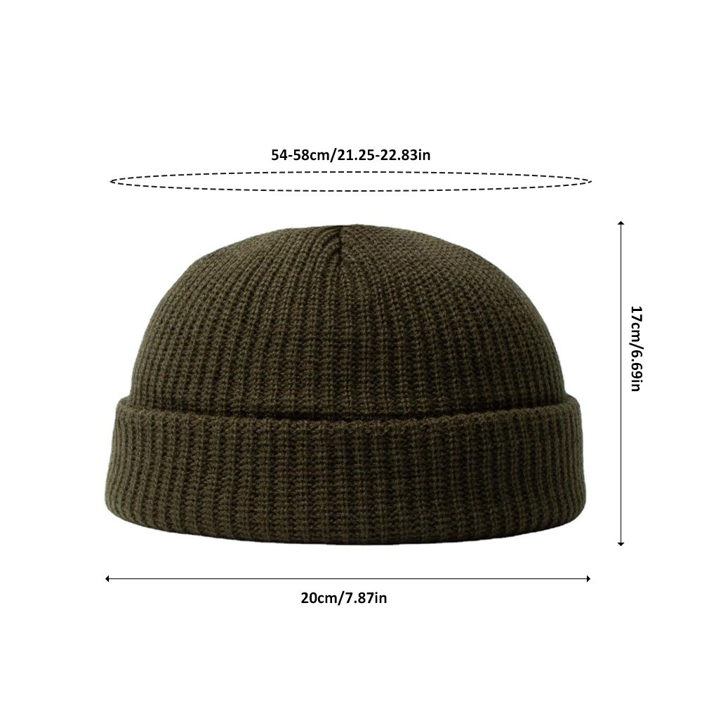 Wholesale Winter Solid Color Knitted Ribbed Beanie Streetwear Micro Mini Fisherman Loose Knit Beanie Hat with Custom Embroidery