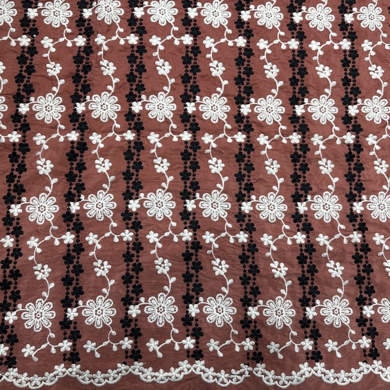 Customised Cheap BOHO Two-Tone Color Novel Design Sequence Fabric Floral Embroidery Lace Fabric for Autumn Dress