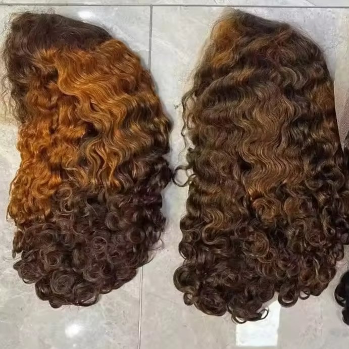 13x4 full frontal lace wigs raw burmese curly hair high density 220% roma curl double drawn human hair