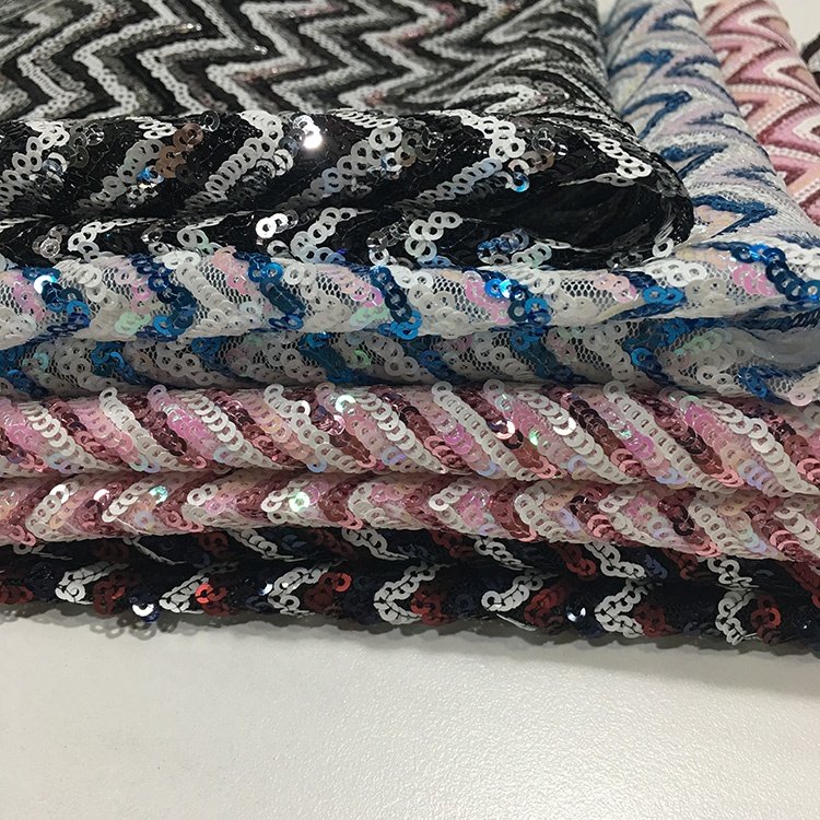 colorful cheap wholesale ripple gold sequin embroidery fabric glitter fabric for clothes bags shoes and decorations