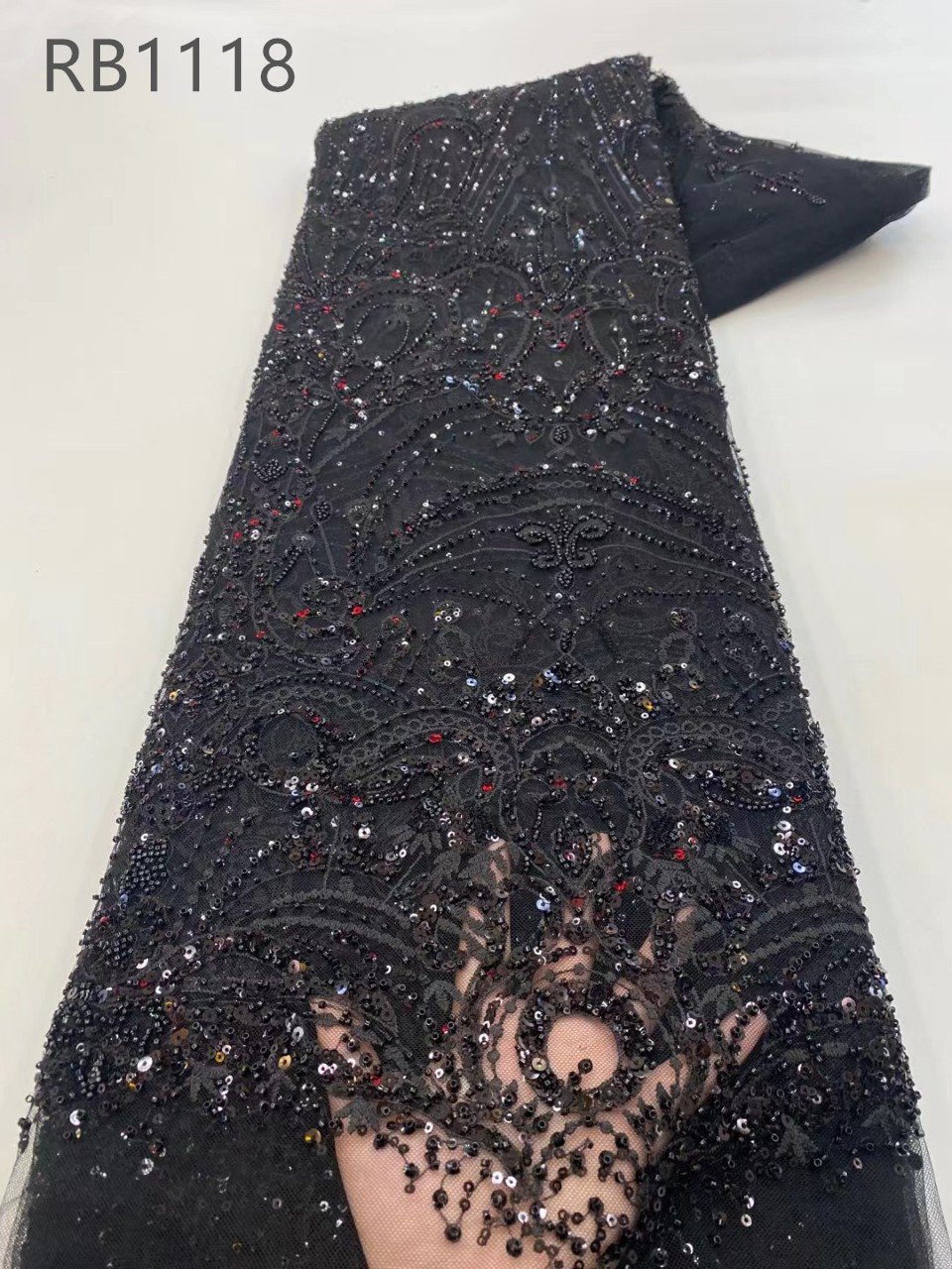 Wholesale price luxury beaded lace fabric bridal lace fabric beaded luxury for wedding dress and premium evening dress