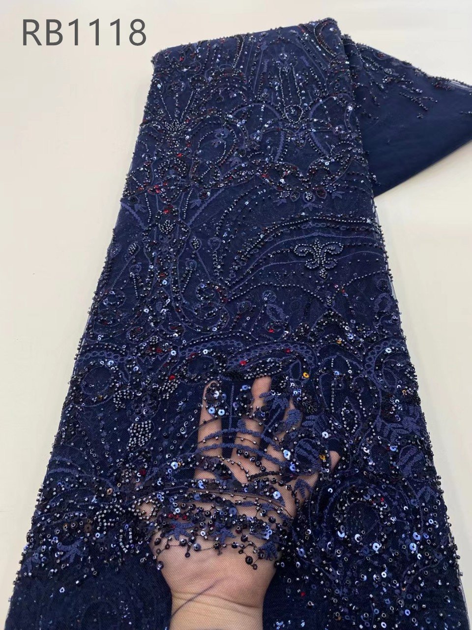 Wholesale price luxury beaded lace fabric bridal lace fabric beaded luxury for wedding dress and premium evening dress