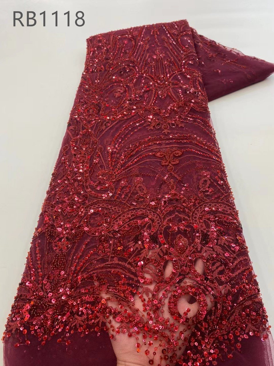 Wholesale price luxury beaded lace fabric bridal lace fabric beaded luxury for wedding dress and premium evening dress