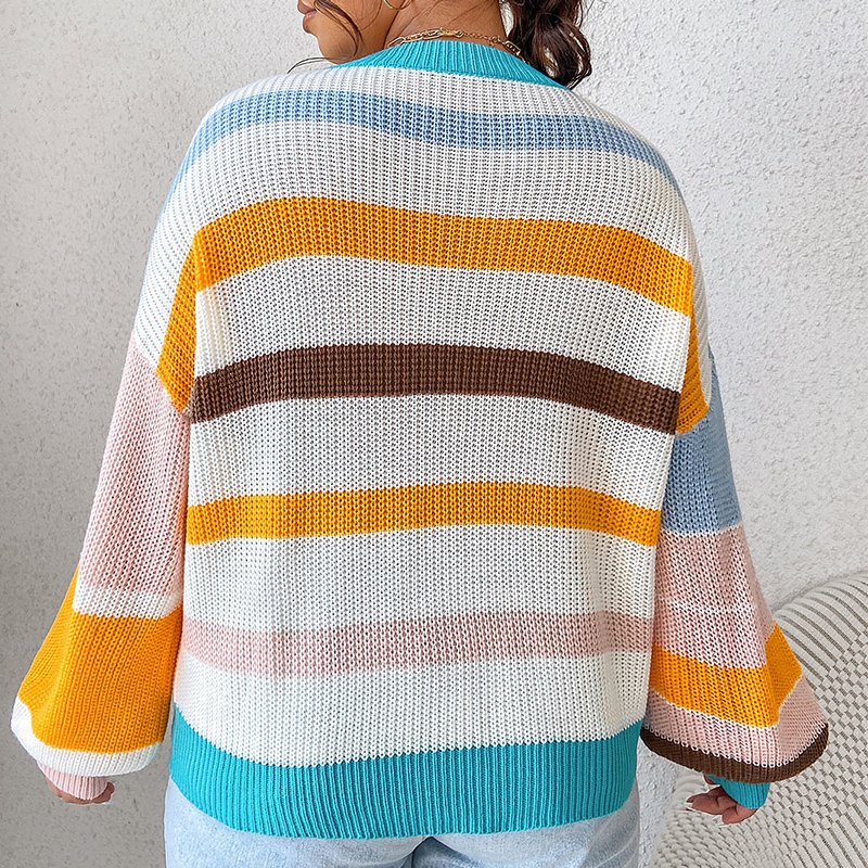 Wholesale strong elastic warm loose pullover stretch crew neck color girls winter tops long sleeve knitted ribbed women sweater