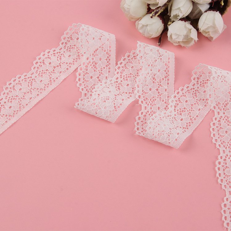 Fabric Wholesale Garment Accessories Ribbon Mesh Polyester Stretch Milk Silk Fancy Embroidery Elastic Lace Trim