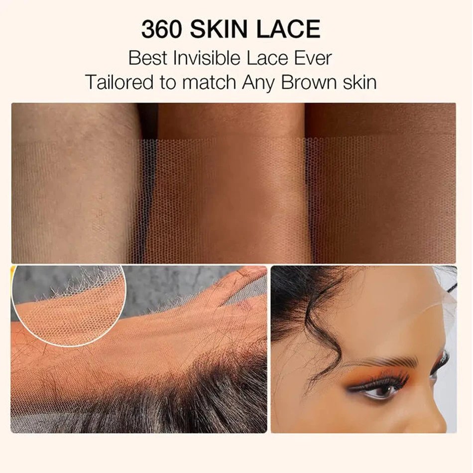 Hidden Strap Snug Fit 360 Wig Invisistrap 360 Full Lace Glueless Waterwave Wig Precut 360 Lace Front Wig With Drawstring Feature